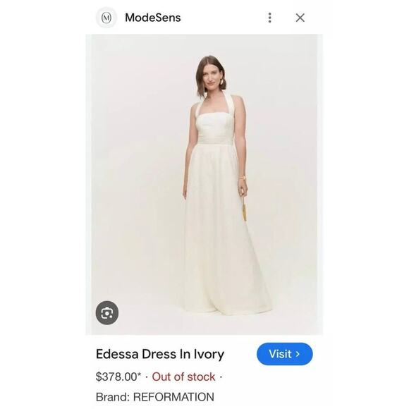 NEW NWT Reformation the Edessa Maxi Dress Ivory size 4 - Picture 6 of 11